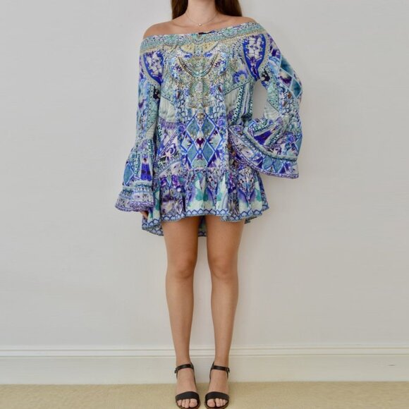 Camilla A Line Frill Dress The Blue Market Size Small b107 - Picture 2 of 13